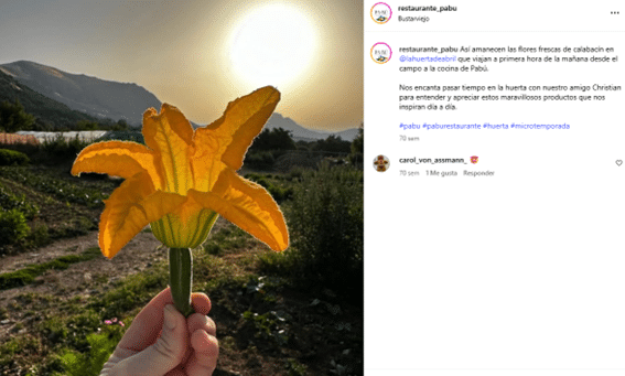 Restaurante Pabú redes sociales alimentos proximidad